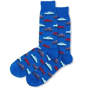 (3/$20) Vintage Cars Cotton Crew Socks by Hot Sox